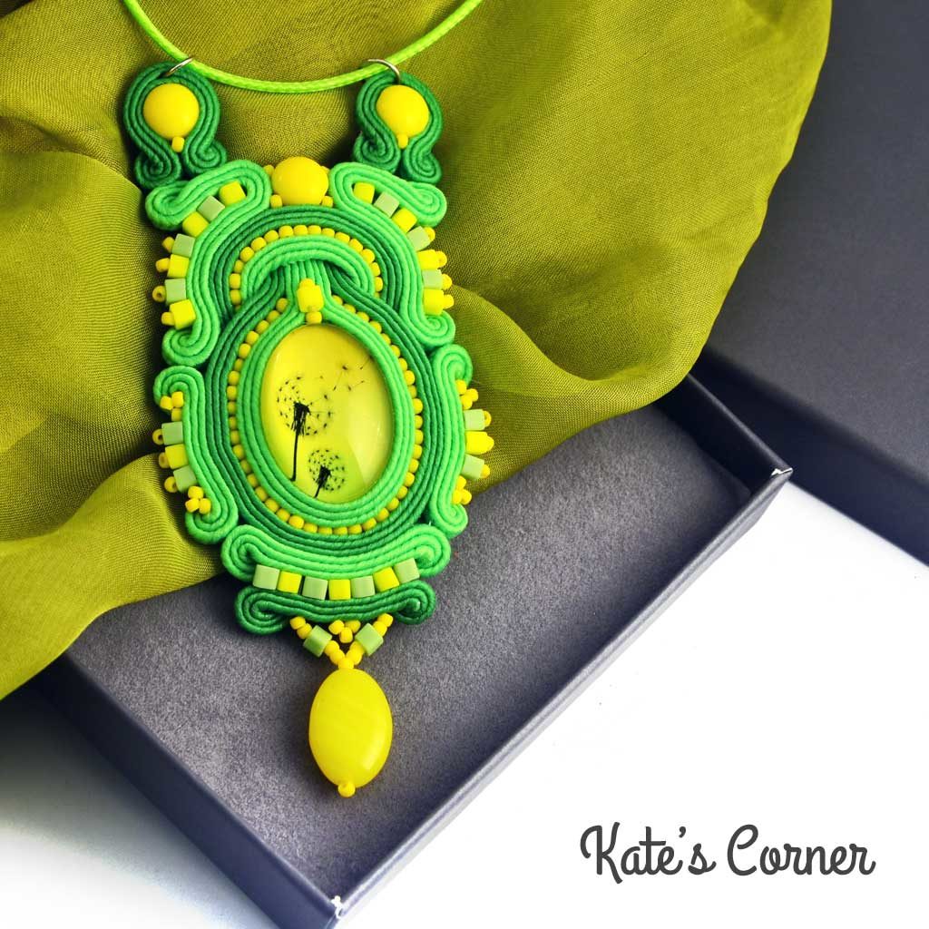 Green-yellow dandelions pendant