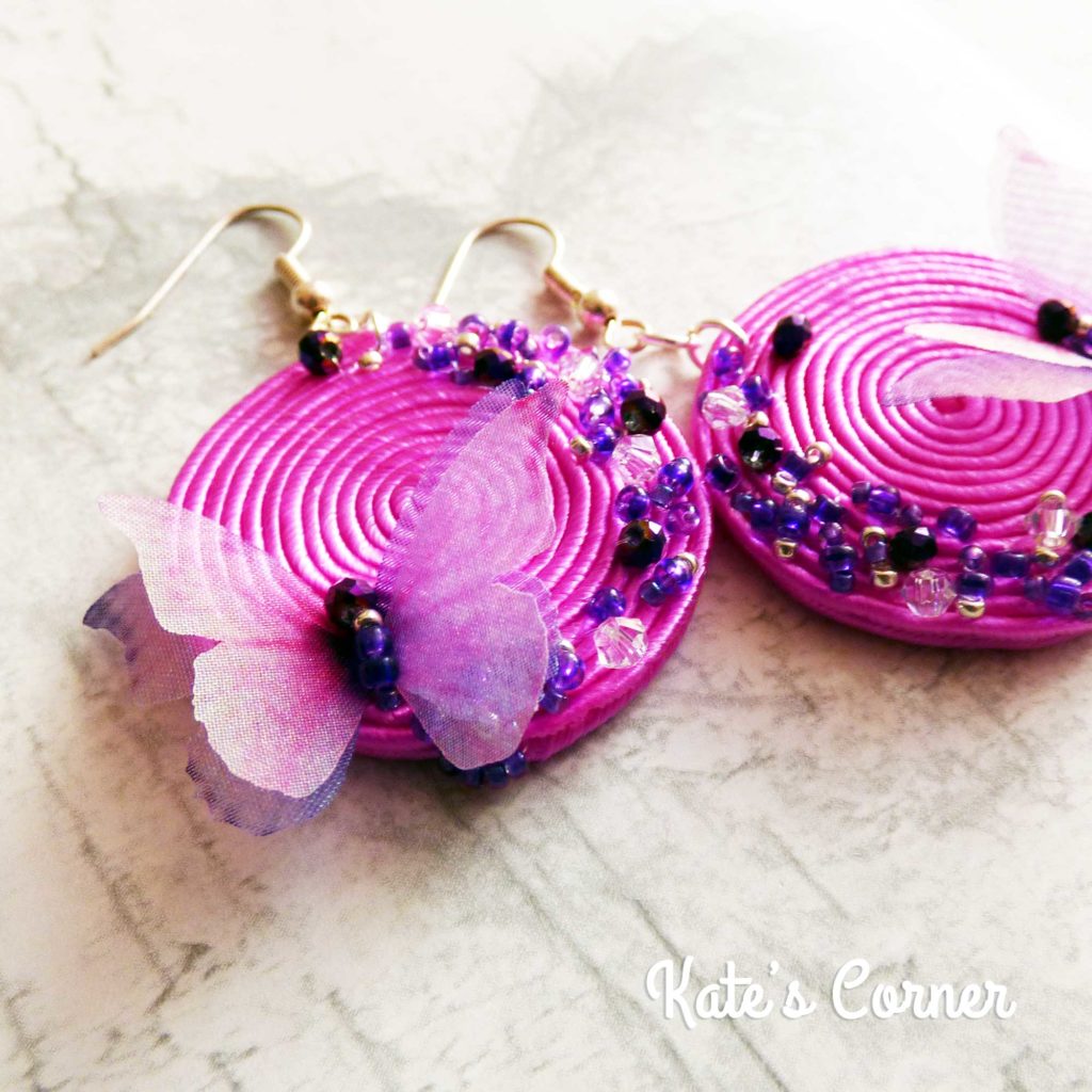 Pink butterfly earrings
