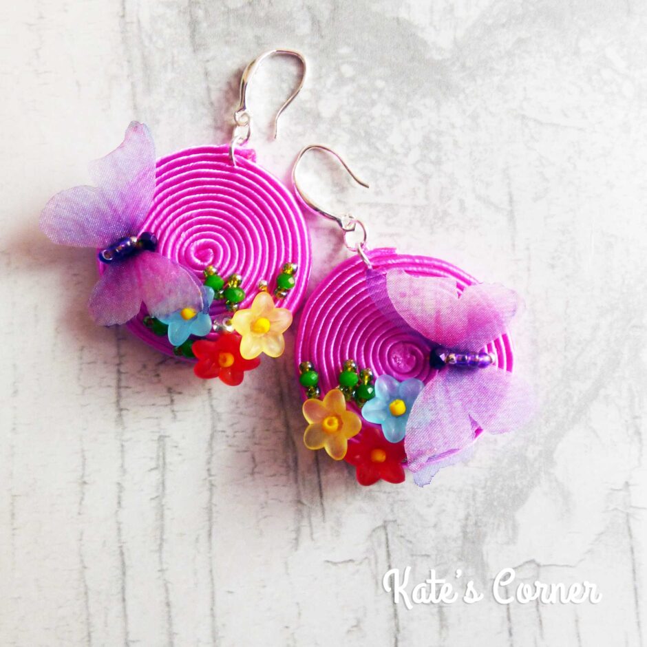 Pink Butterfly Eearrings