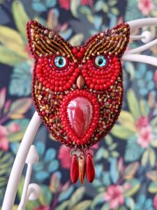 Red Owl Brooch